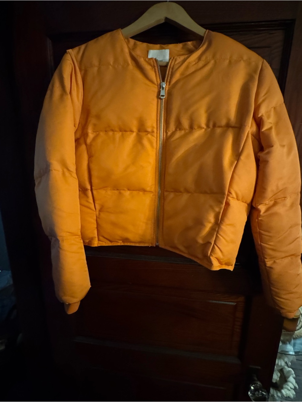 Cinq à Sept Cropped Orange Puffer Jacket